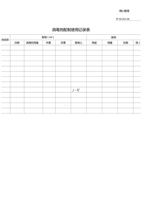 消毒剂配制使用记录表